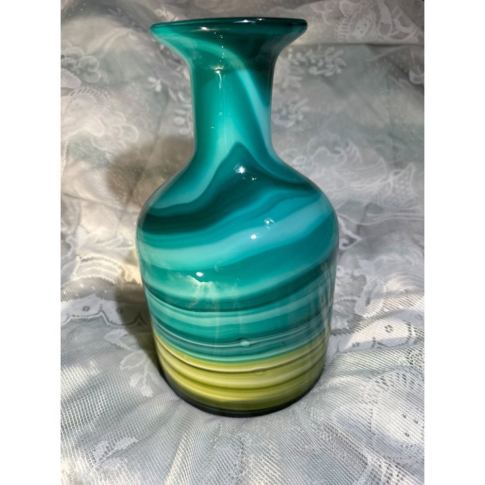 Rare Hand Blown Large Vintage Murano Inspired Swirl Vase